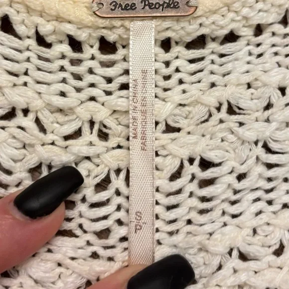 Free People Cream V-Neck Sweater - Picture 6 of 9